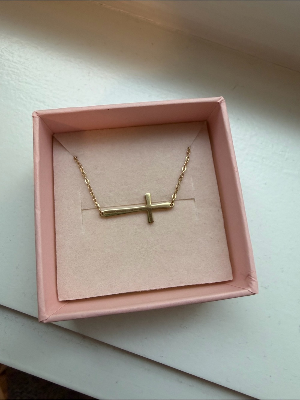 Gold Sideways Cross Necklace - Women Jewelry